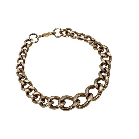 VTG Gold Toned Cuban Chain Link Wristlet Bracelet Classy Elegant Business Casual - Picture 6 of 15